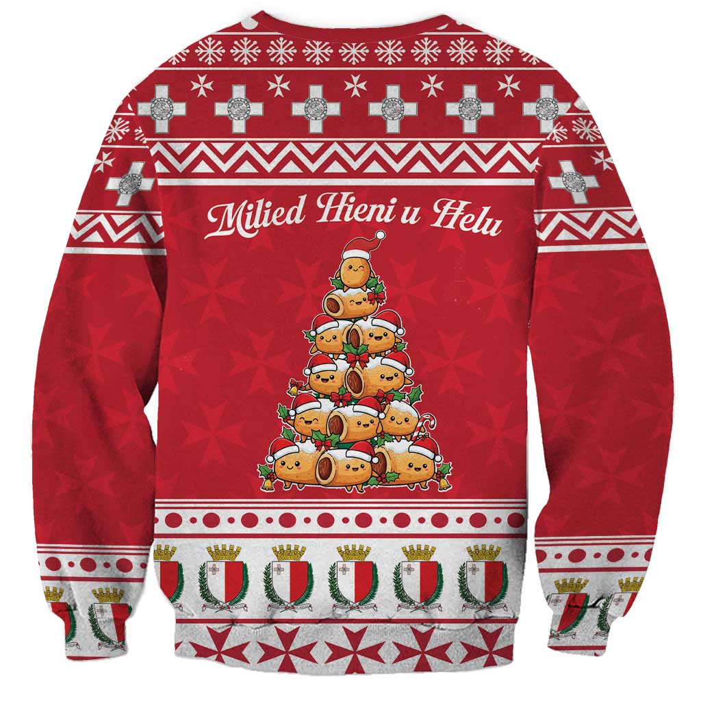 Cute Maltese Imqaret Pastry Christmas Sweatshirt Christmas Joy in Malta - Wonder Print Shop