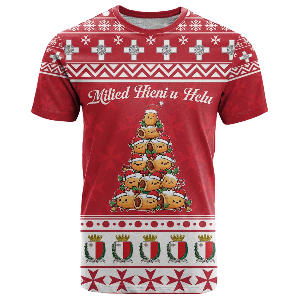 Cute Maltese Imqaret Pastry Christmas T Shirt Christmas Joy in Malta - Wonder Print Shop
