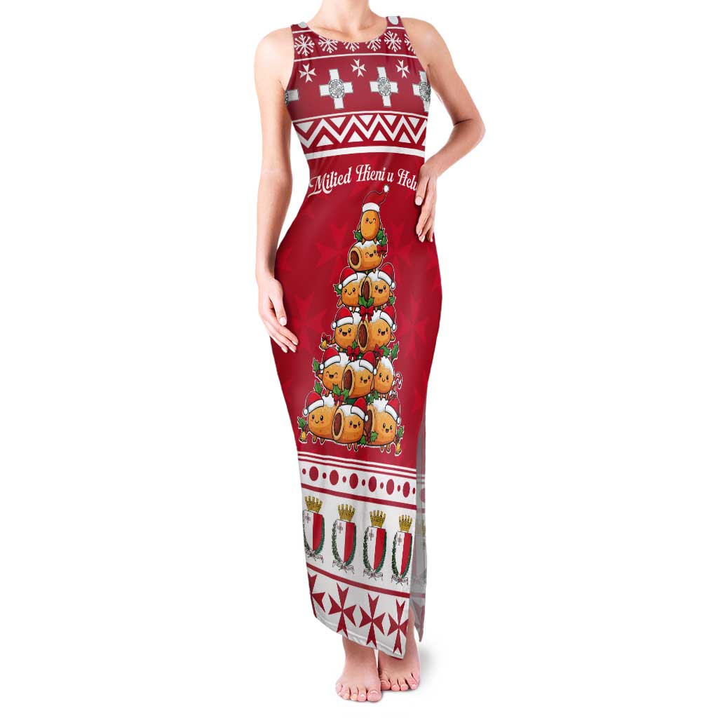 Cute Maltese Imqaret Pastry Christmas Tank Maxi Dress Christmas Joy in Malta - Wonder Print Shop