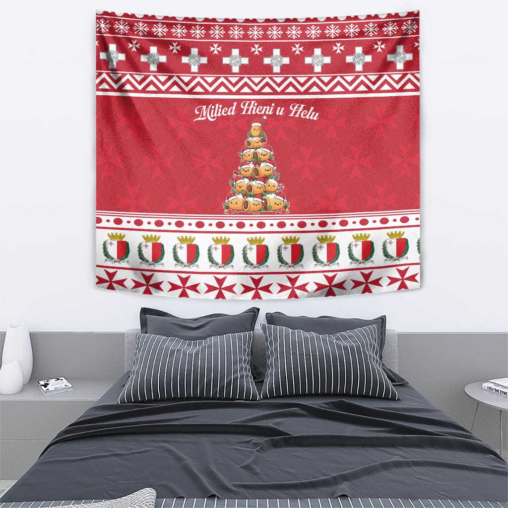 Cute Maltese Imqaret Pastry Christmas Tapestry Christmas Joy in Malta - Wonder Print Shop