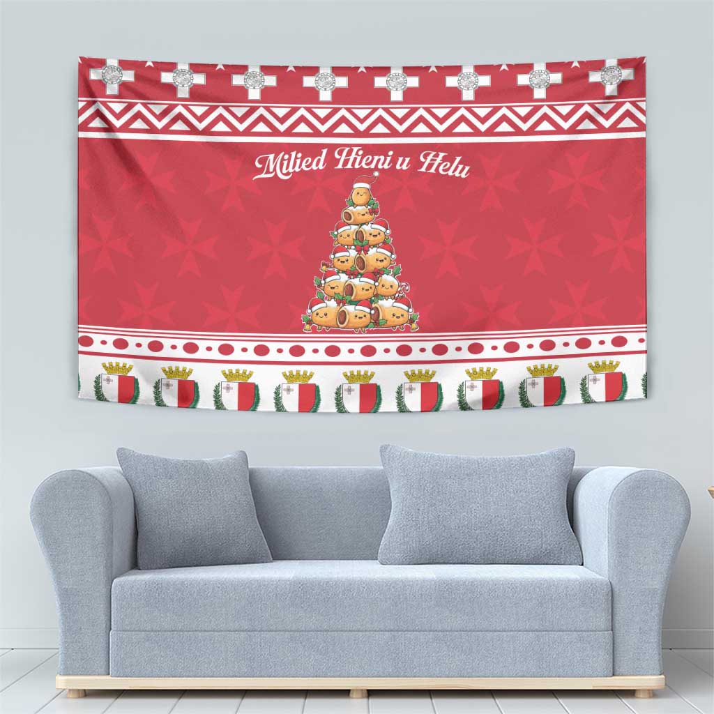 Cute Maltese Imqaret Pastry Christmas Tapestry Christmas Joy in Malta - Wonder Print Shop
