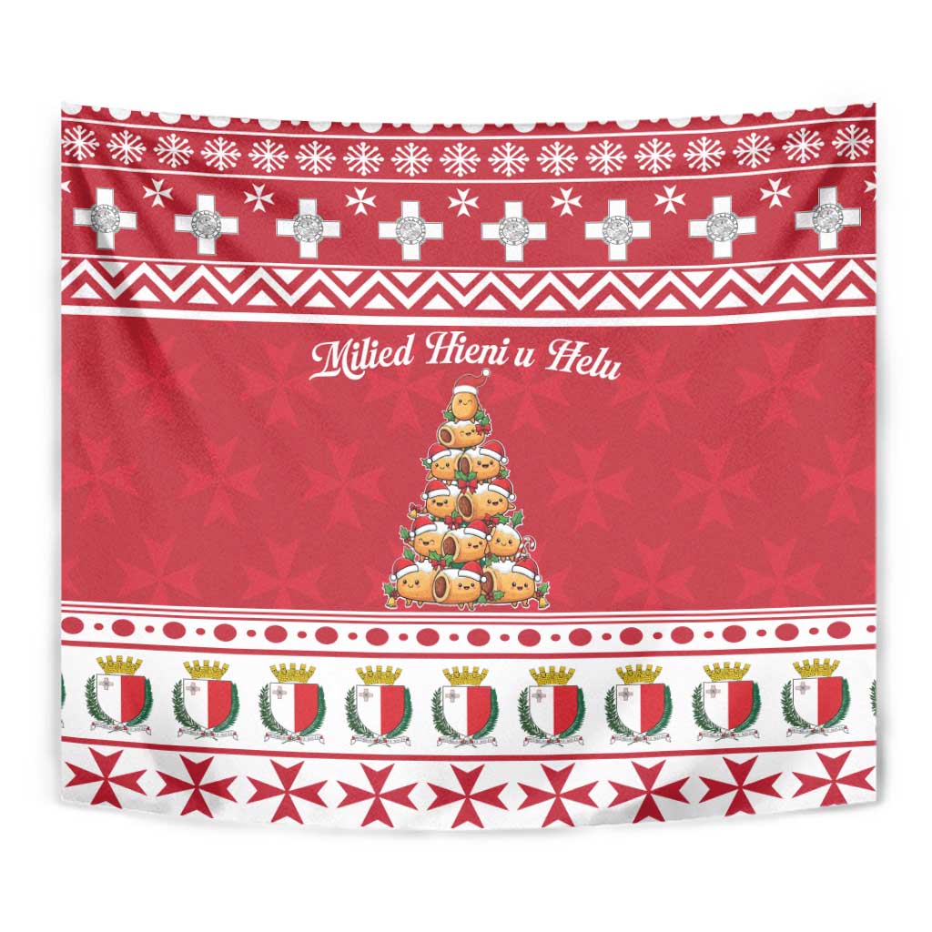 Cute Maltese Imqaret Pastry Christmas Tapestry Christmas Joy in Malta - Wonder Print Shop