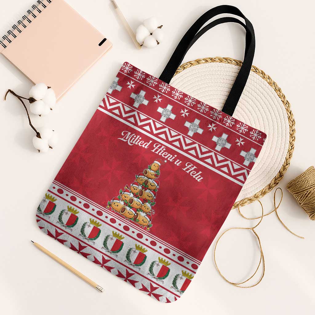 Cute Maltese Imqaret Pastry Christmas Tote Bag Christmas Joy in Malta - Wonder Print Shop