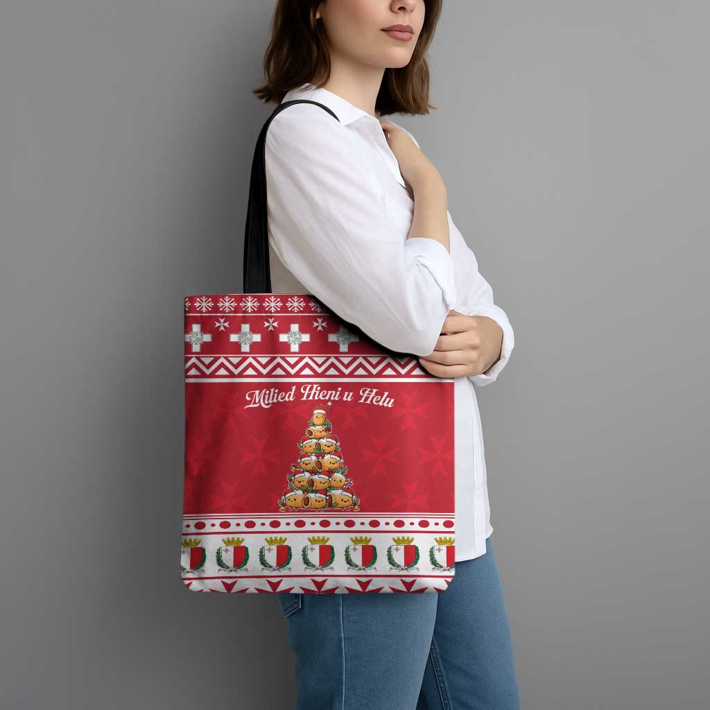 Cute Maltese Imqaret Pastry Christmas Tote Bag Christmas Joy in Malta - Wonder Print Shop