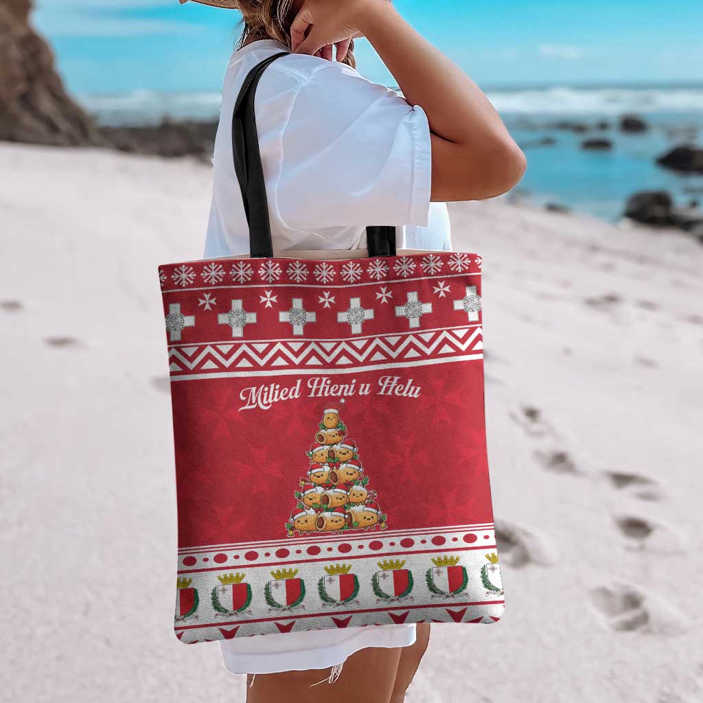 Cute Maltese Imqaret Pastry Christmas Tote Bag Christmas Joy in Malta - Wonder Print Shop