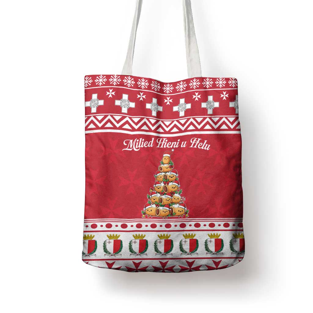 Cute Maltese Imqaret Pastry Christmas Tote Bag Christmas Joy in Malta - Wonder Print Shop