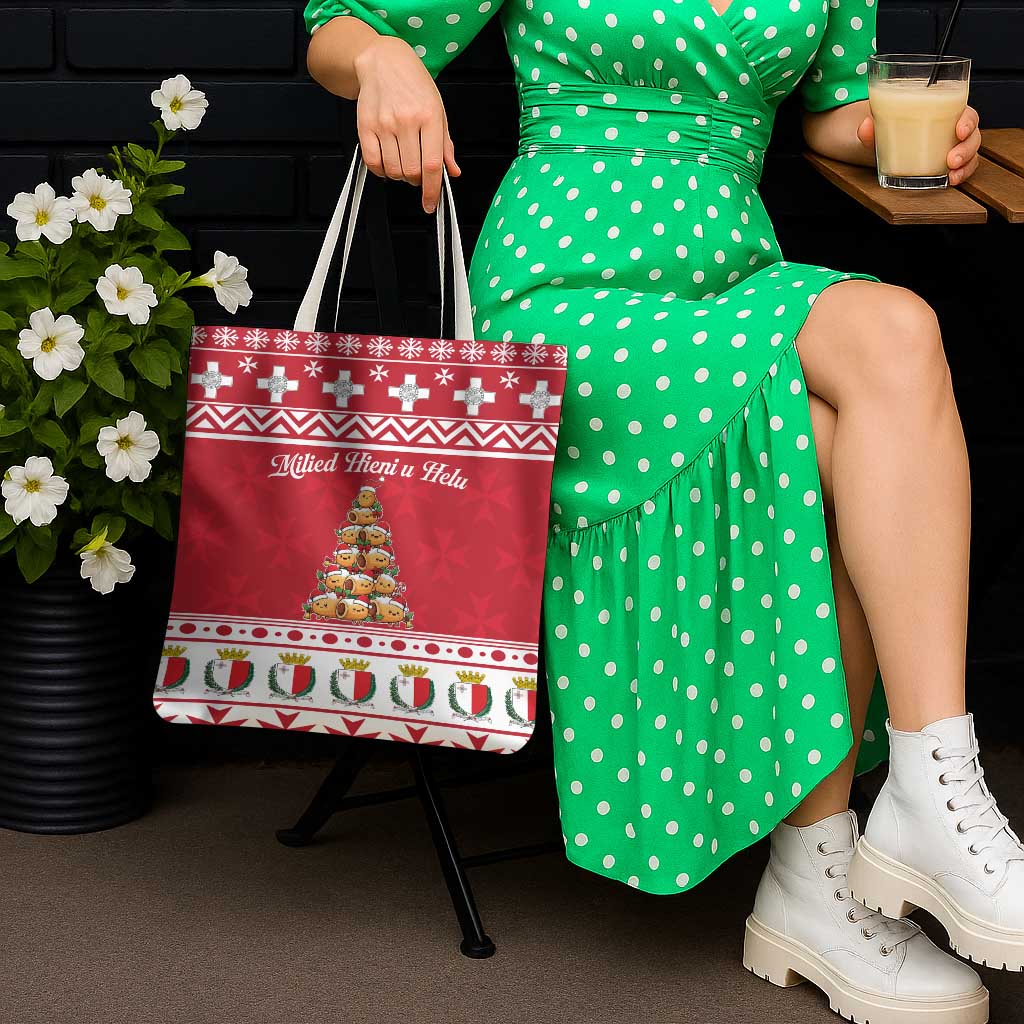 Cute Maltese Imqaret Pastry Christmas Tote Bag Christmas Joy in Malta - Wonder Print Shop