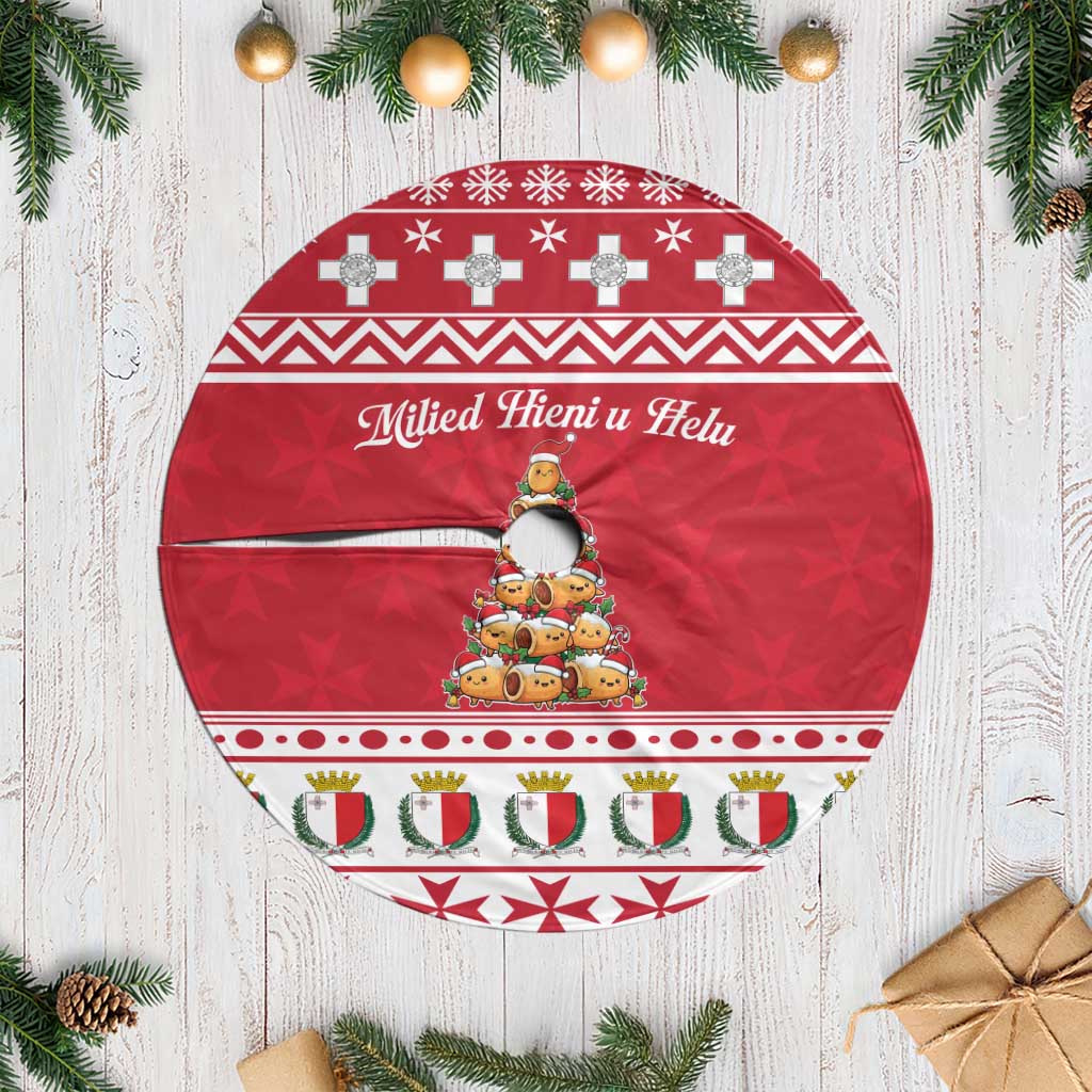 Cute Maltese Imqaret Pastry Christmas Tree Skirt Christmas Joy in Malta - Wonder Print Shop
