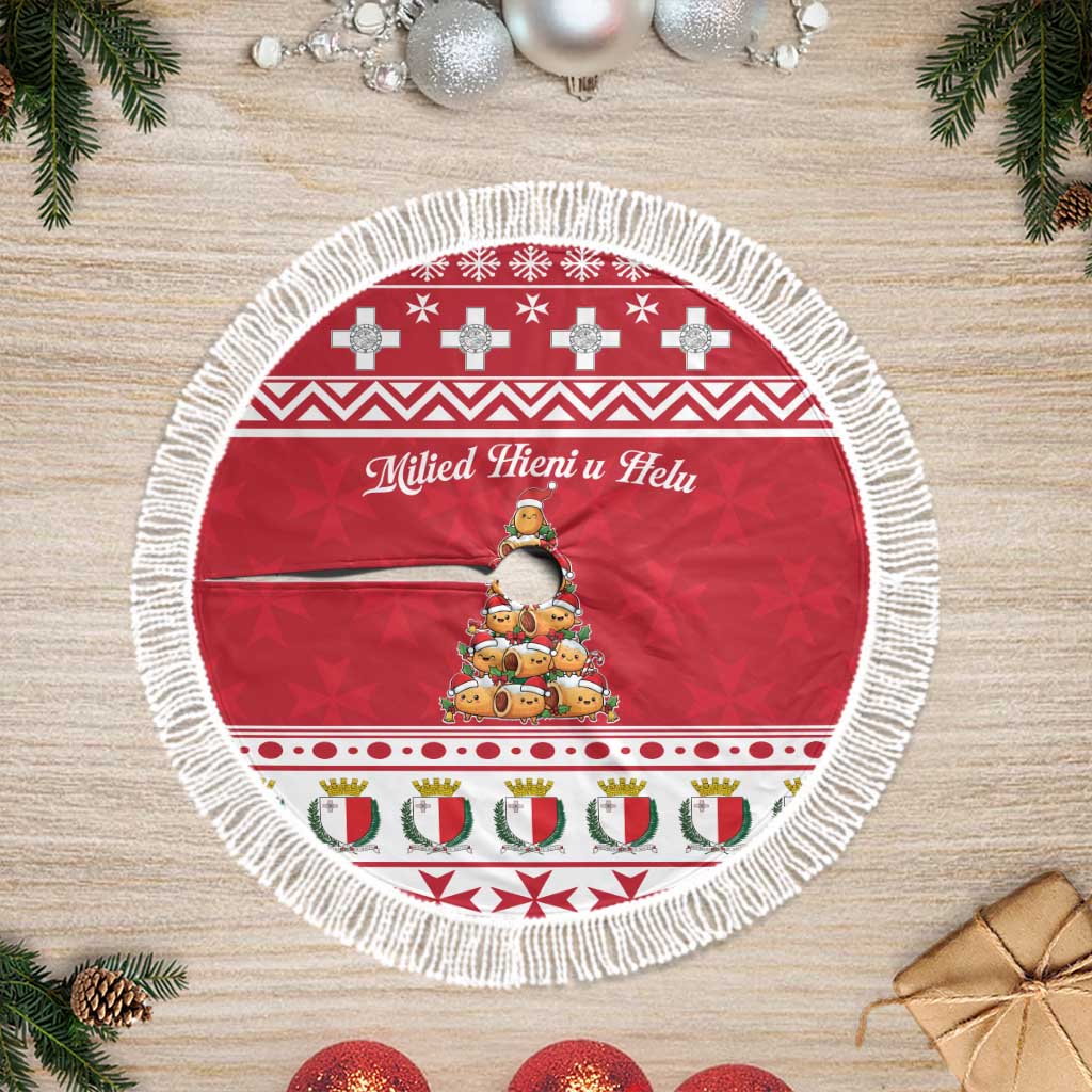 Cute Maltese Imqaret Pastry Christmas Tree Skirt Christmas Joy in Malta - Wonder Print Shop