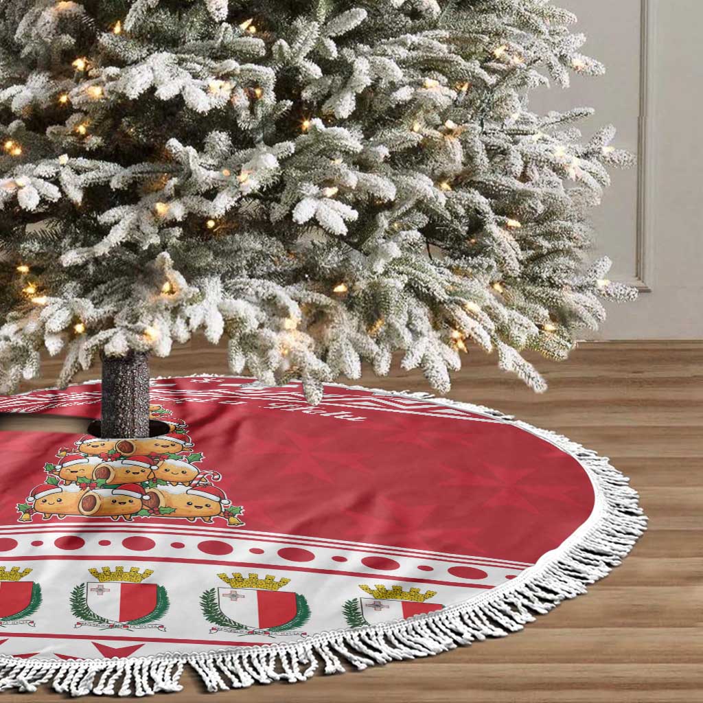 Cute Maltese Imqaret Pastry Christmas Tree Skirt Christmas Joy in Malta - Wonder Print Shop