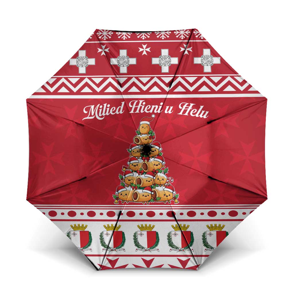 Cute Maltese Imqaret Pastry Christmas Umbrella Christmas Joy in Malta - Wonder Print Shop