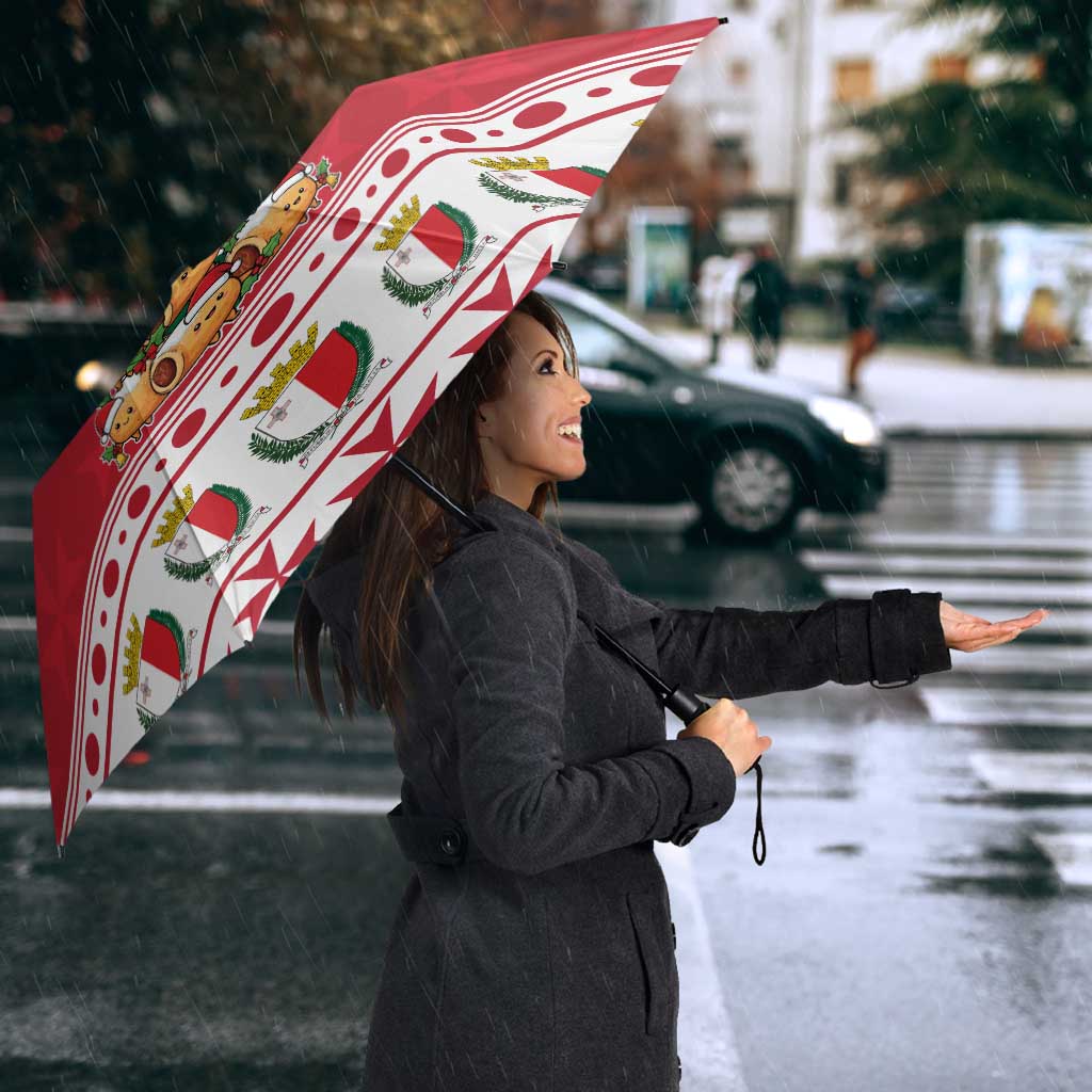 Cute Maltese Imqaret Pastry Christmas Umbrella Christmas Joy in Malta - Wonder Print Shop