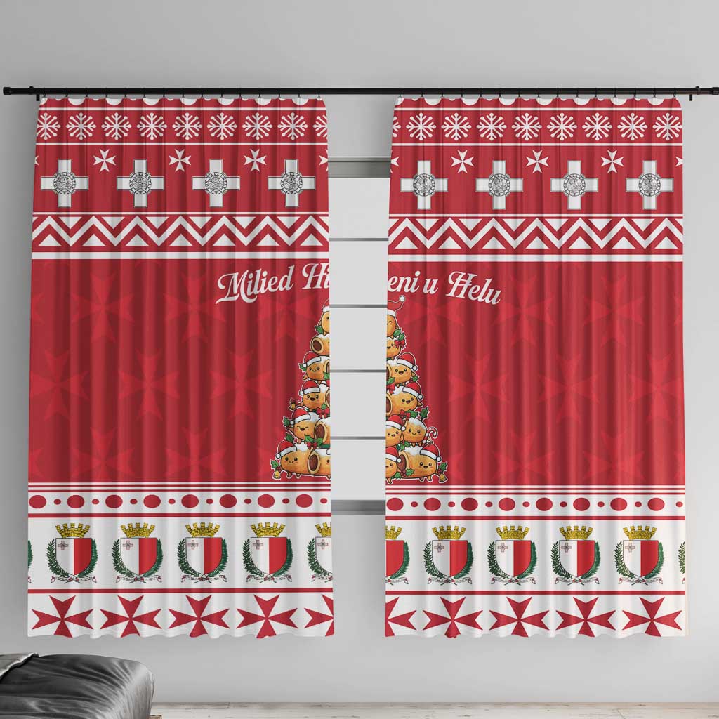 Cute Maltese Imqaret Pastry Christmas Window Curtain Christmas Joy in Malta - Wonder Print Shop