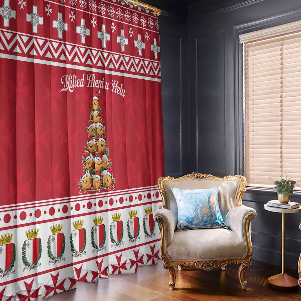 Cute Maltese Imqaret Pastry Christmas Window Curtain Christmas Joy in Malta - Wonder Print Shop