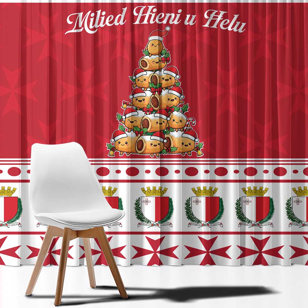 Cute Maltese Imqaret Pastry Christmas Window Curtain Christmas Joy in Malta - Wonder Print Shop