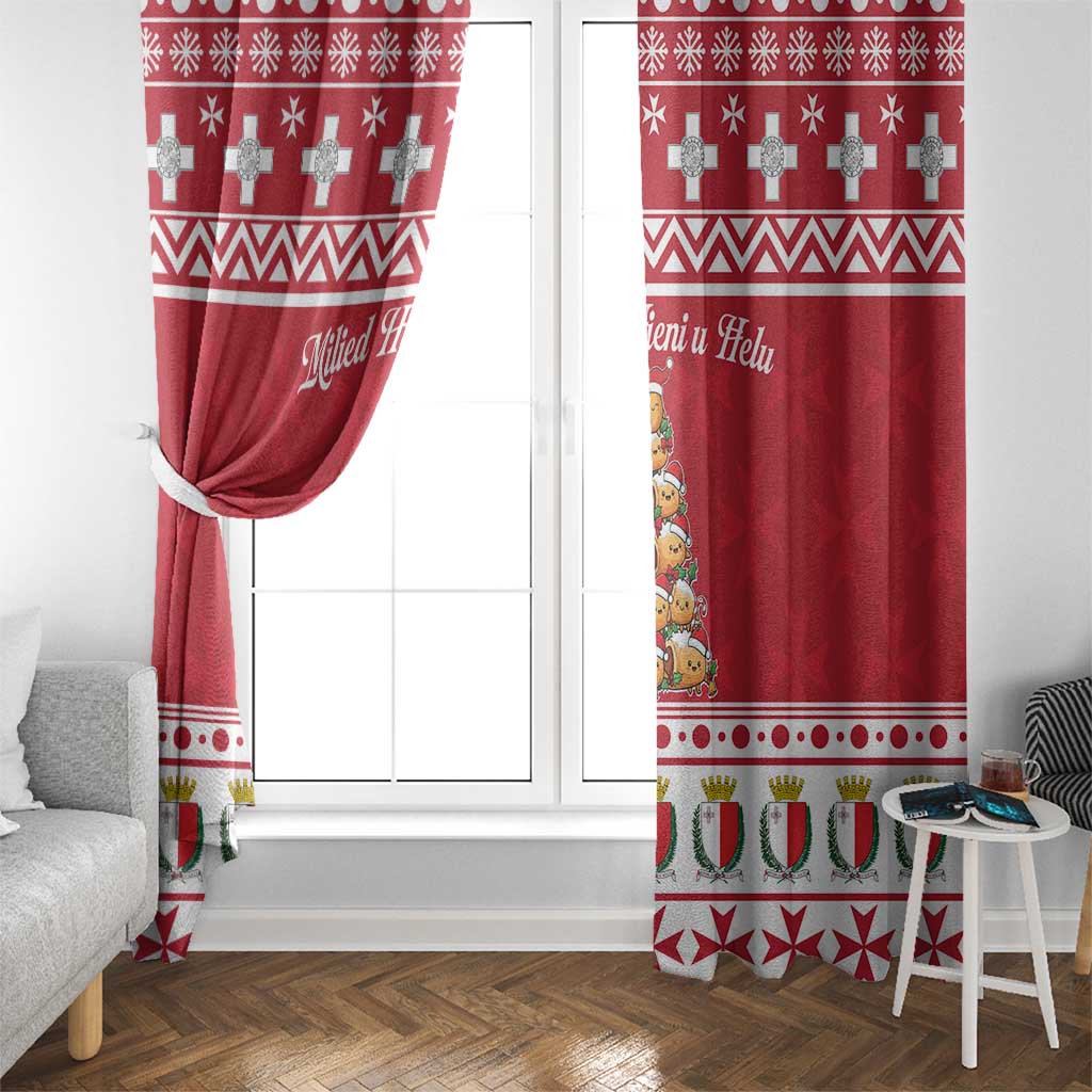 Cute Maltese Imqaret Pastry Christmas Window Curtain Christmas Joy in Malta - Wonder Print Shop