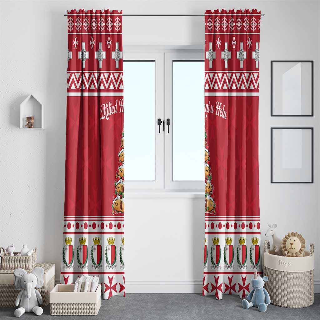 Cute Maltese Imqaret Pastry Christmas Window Curtain Christmas Joy in Malta - Wonder Print Shop