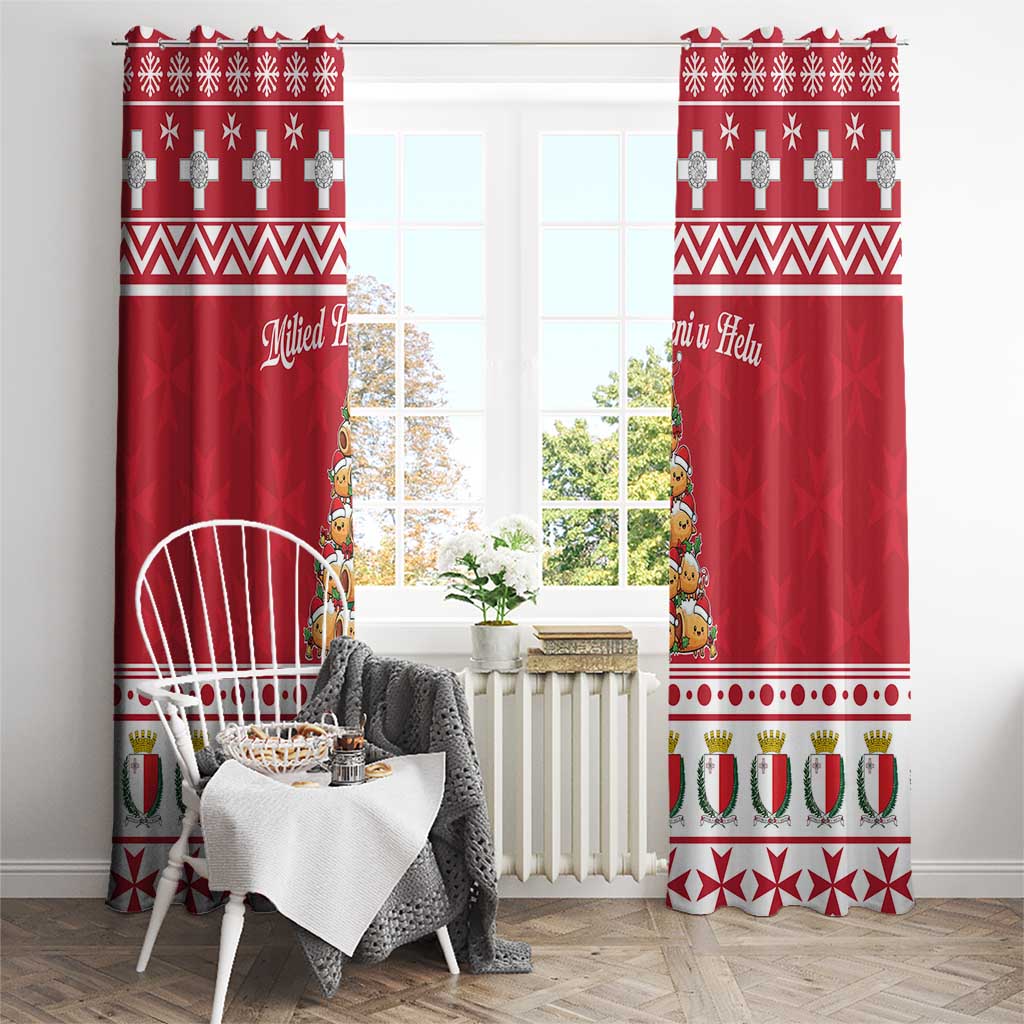 Cute Maltese Imqaret Pastry Christmas Window Curtain Christmas Joy in Malta - Wonder Print Shop