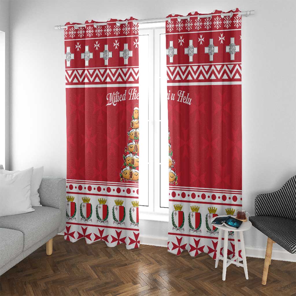 Cute Maltese Imqaret Pastry Christmas Window Curtain Christmas Joy in Malta - Wonder Print Shop