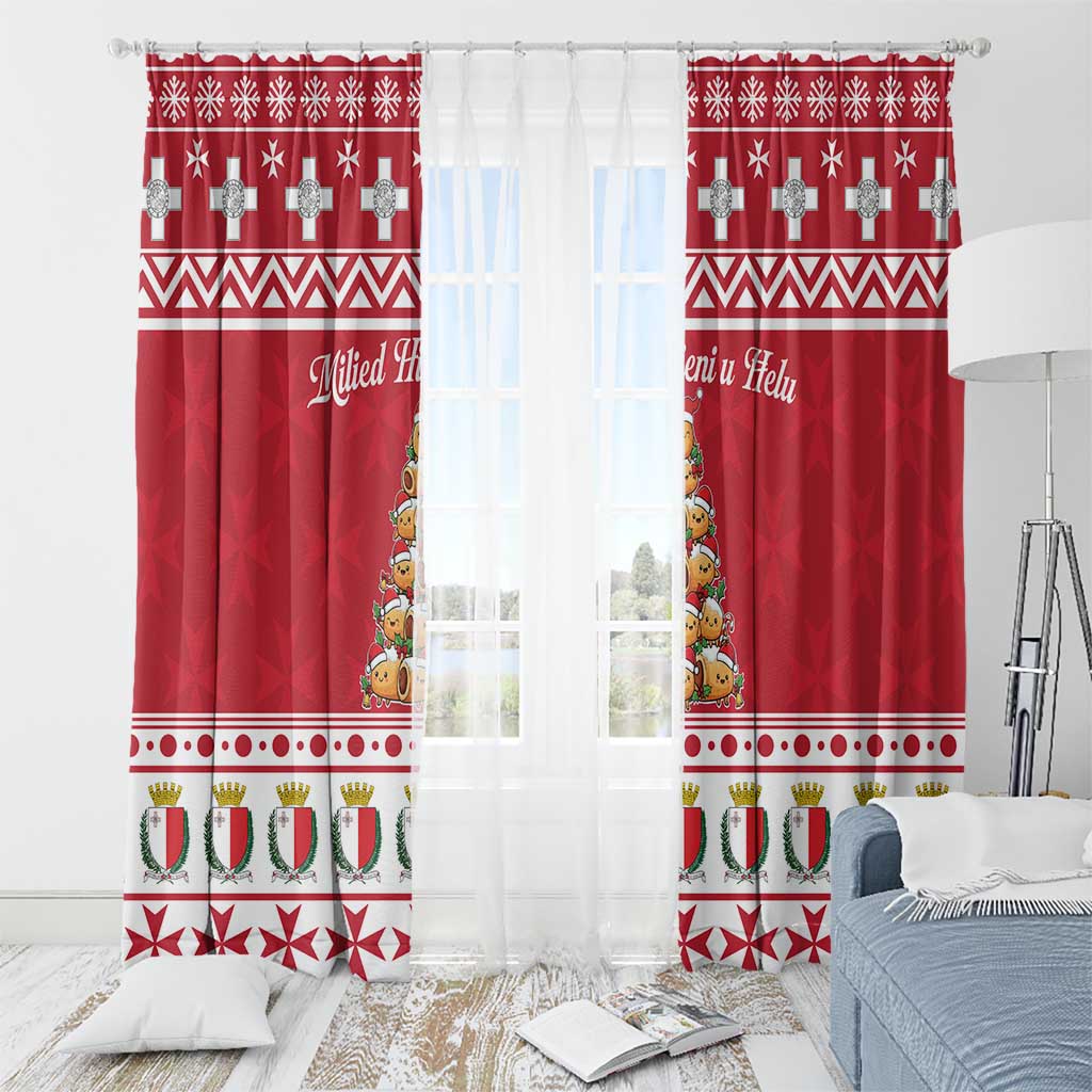 Cute Maltese Imqaret Pastry Christmas Window Curtain Christmas Joy in Malta - Wonder Print Shop