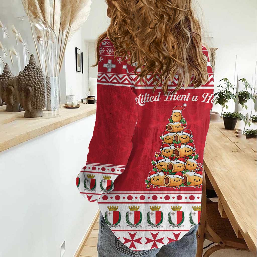 Cute Maltese Imqaret Pastry Christmas Women Casual Shirt Christmas Joy in Malta - Wonder Print Shop