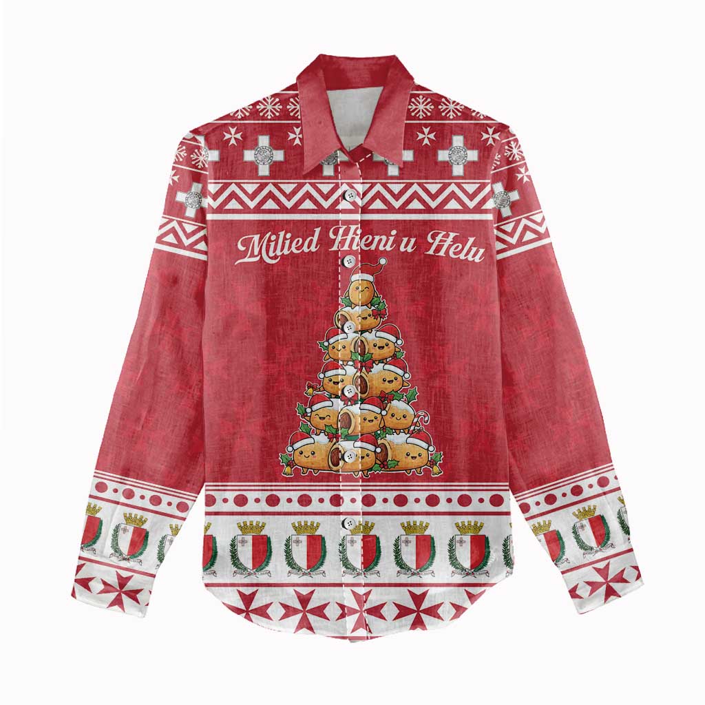 Cute Maltese Imqaret Pastry Christmas Women Casual Shirt Christmas Joy in Malta - Wonder Print Shop