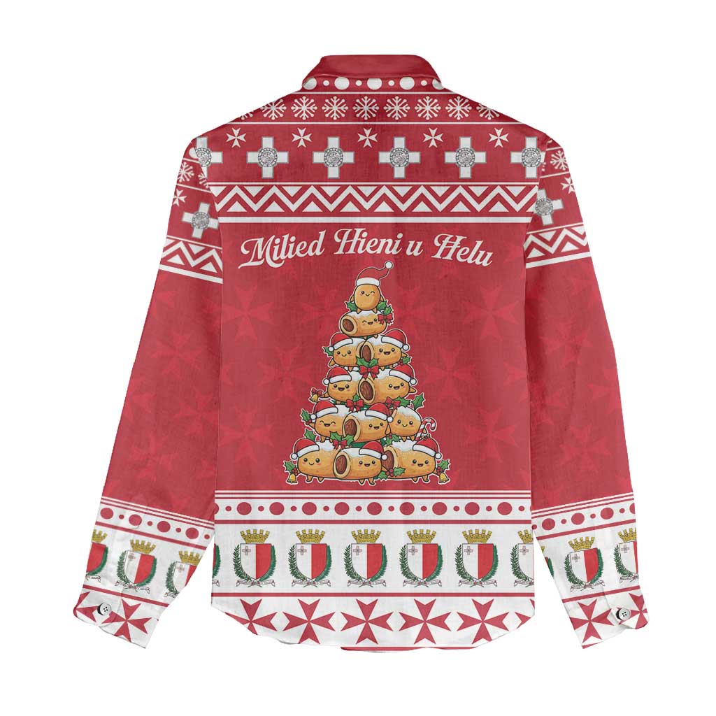 Cute Maltese Imqaret Pastry Christmas Women Casual Shirt Christmas Joy in Malta - Wonder Print Shop