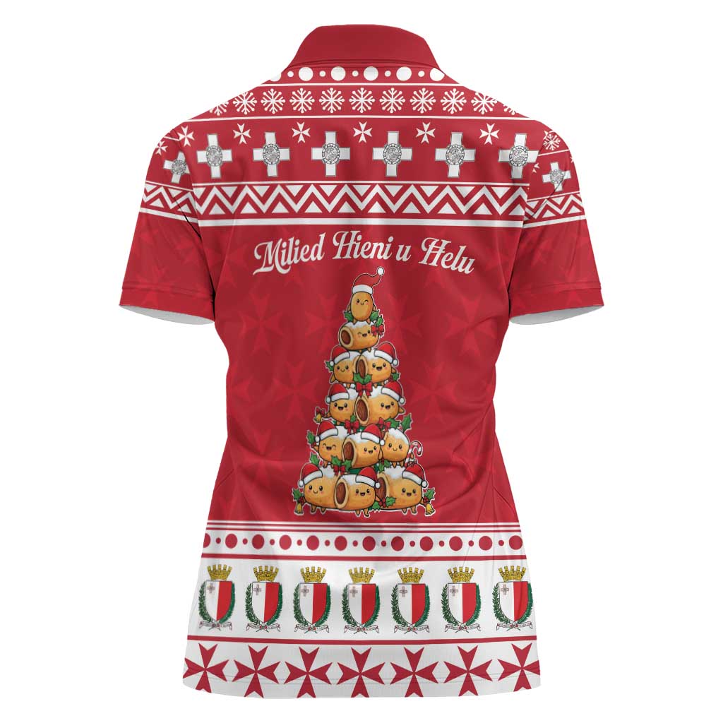 Cute Maltese Imqaret Pastry Christmas Women Polo Shirt Christmas Joy in Malta - Wonder Print Shop