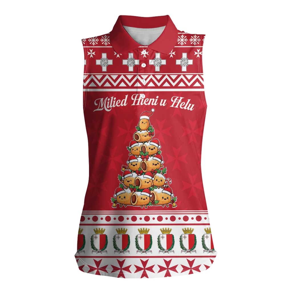 Cute Maltese Imqaret Pastry Christmas Women Sleeveless Polo Shirt Christmas Joy in Malta - Wonder Print Shop