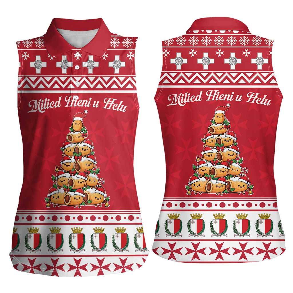 Cute Maltese Imqaret Pastry Christmas Women Sleeveless Polo Shirt Christmas Joy in Malta - Wonder Print Shop