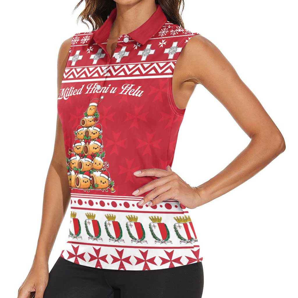 Cute Maltese Imqaret Pastry Christmas Women Sleeveless Polo Shirt Christmas Joy in Malta - Wonder Print Shop
