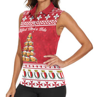 Cute Maltese Imqaret Pastry Christmas Women Sleeveless Polo Shirt Christmas Joy in Malta - Wonder Print Shop