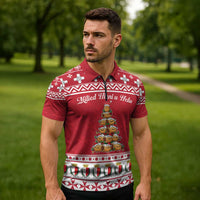 Cute Maltese Imqaret Pastry Christmas Zipper Polo Shirt Christmas Joy in Malta - Wonder Print Shop