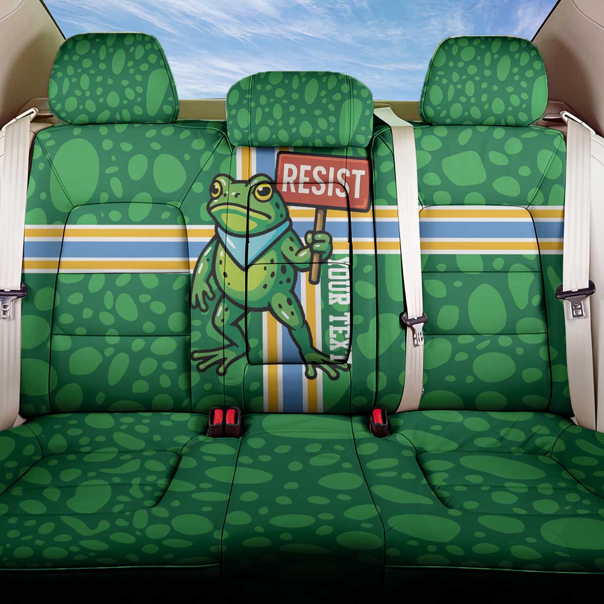 Personalized Resist Portland Frog Back Car Seat Cover Frog Activist Protest City - Wonder Print Shop