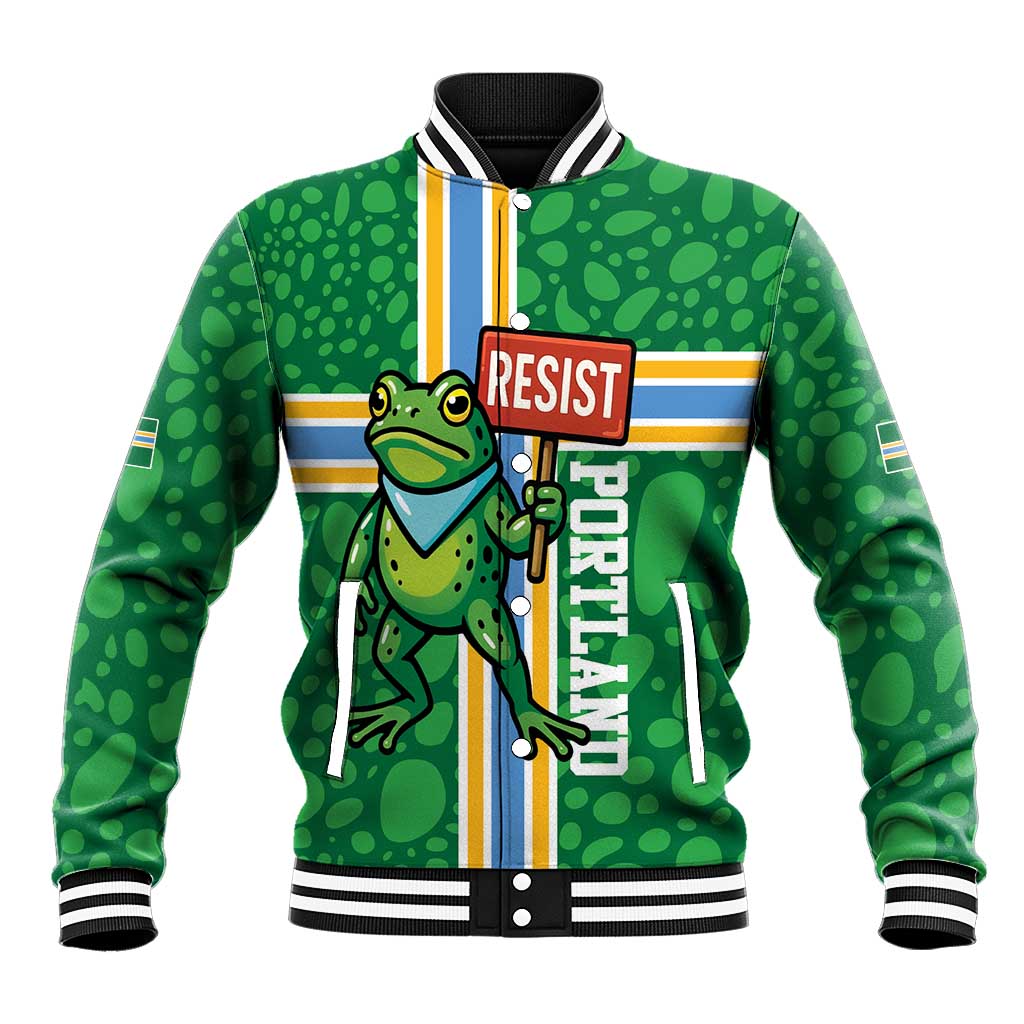 Personalized Resist Portland Frog Baseball Jacket Frog Activist Protest City - Wonder Print Shop