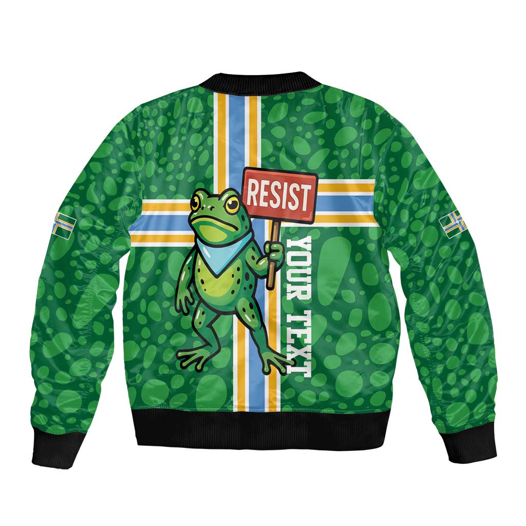 Personalized Resist Portland Frog Bomber Jacket Frog Activist Protest City - Wonder Print Shop