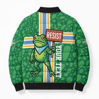 Personalized Resist Portland Frog Bomber Puffer Jacket Frog Activist Protest City - Wonder Print Shop
