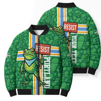 Personalized Resist Portland Frog Bomber Puffer Jacket Frog Activist Protest City - Wonder Print Shop