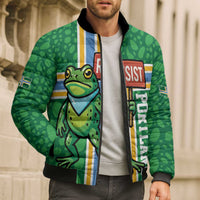 Personalized Resist Portland Frog Bomber Puffer Jacket Frog Activist Protest City - Wonder Print Shop