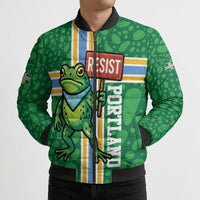 Personalized Resist Portland Frog Bomber Puffer Jacket Frog Activist Protest City - Wonder Print Shop