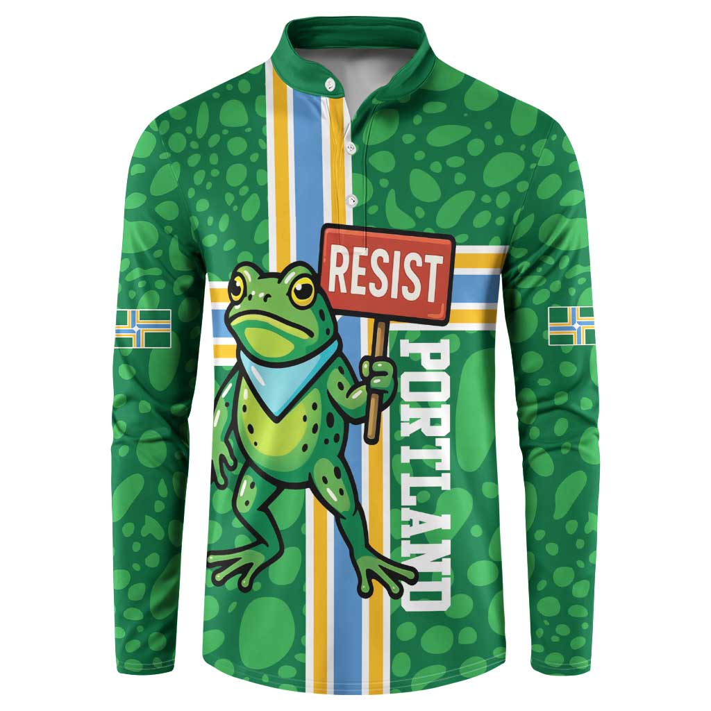 Personalized Resist Portland Frog Button Sweatshirt Frog Activist Protest City - Wonder Print Shop