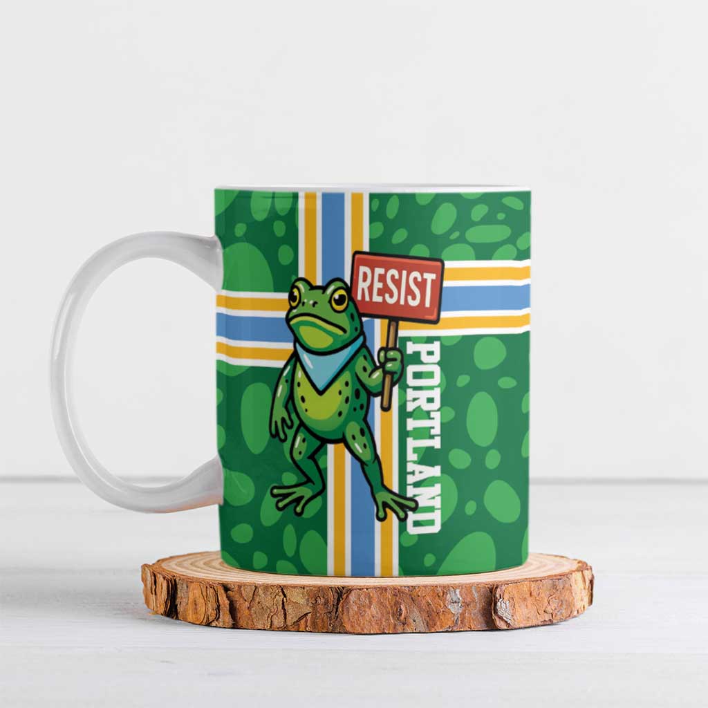 Personalized Resist Portland Frog Ceramic Mug Frog Activist Protest City - Wonder Print Shop