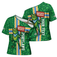 Personalized Resist Portland Frog Cross Shoulder Shirt Frog Activist Protest City - Wonder Print Shop