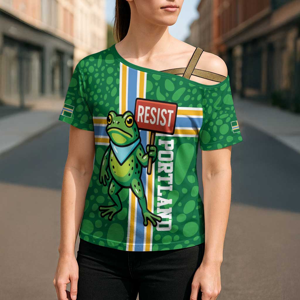 Personalized Resist Portland Frog Cross Shoulder Shirt Frog Activist Protest City - Wonder Print Shop