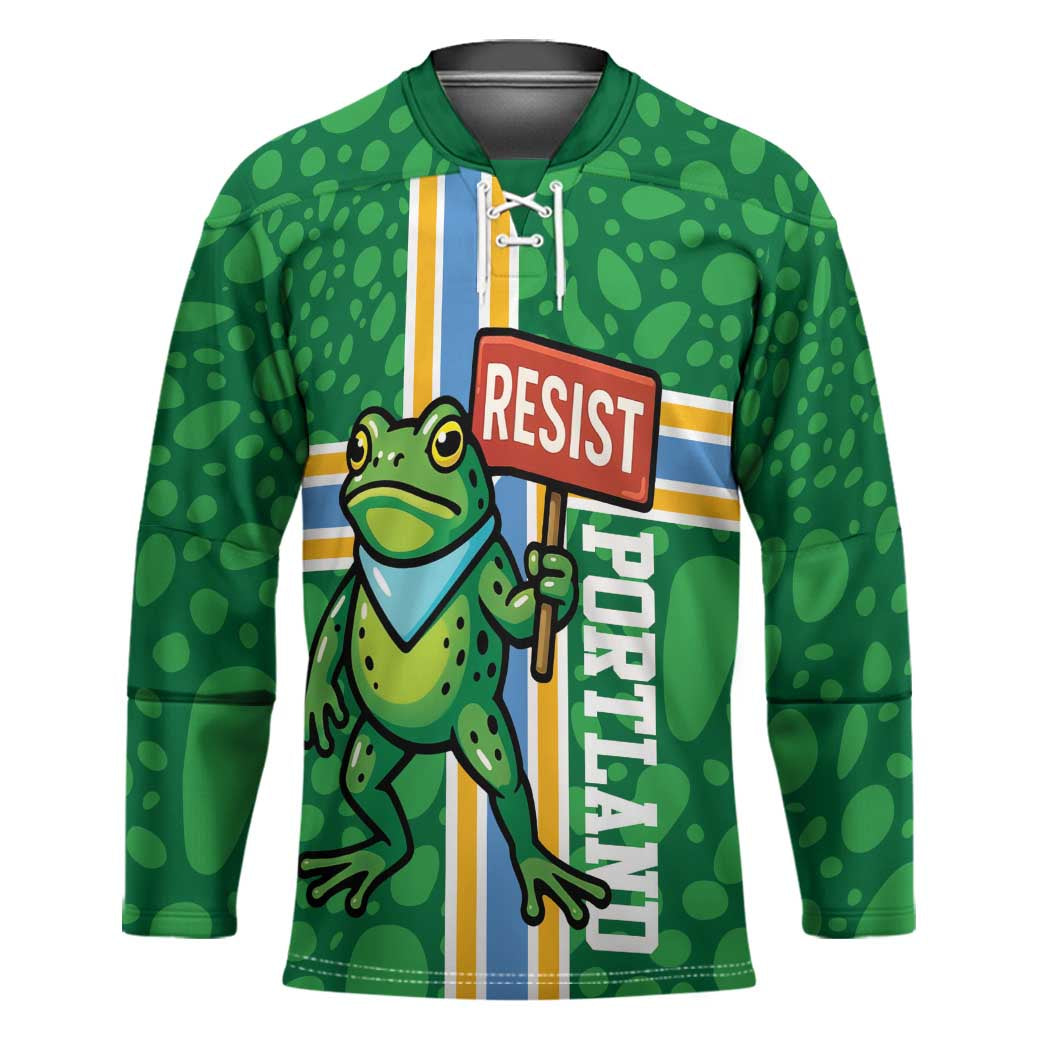 Personalized Resist Portland Frog Hockey Jersey Frog Activist Protest City - Wonder Print Shop