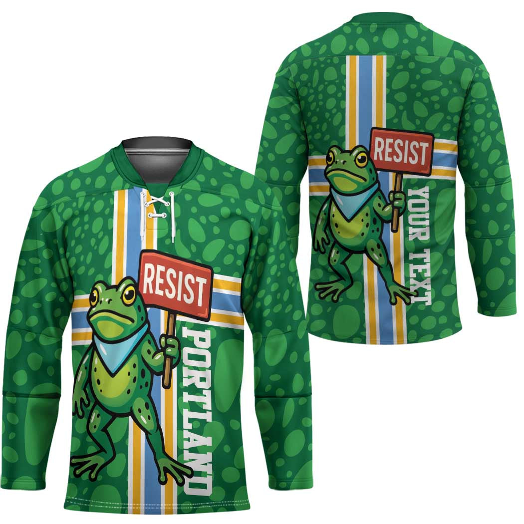 Personalized Resist Portland Frog Hockey Jersey Frog Activist Protest City - Wonder Print Shop