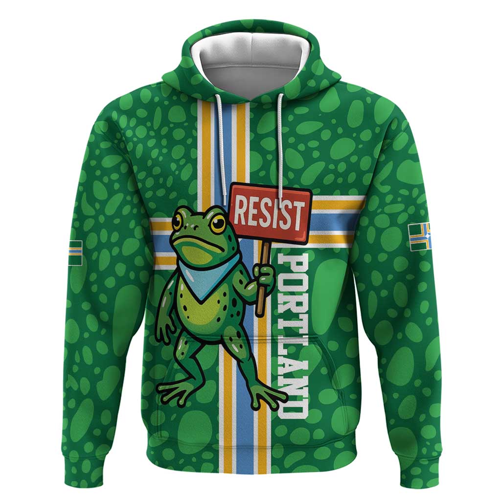 Personalized Resist Portland Frog Hoodie Frog Activist Protest City - Wonder Print Shop