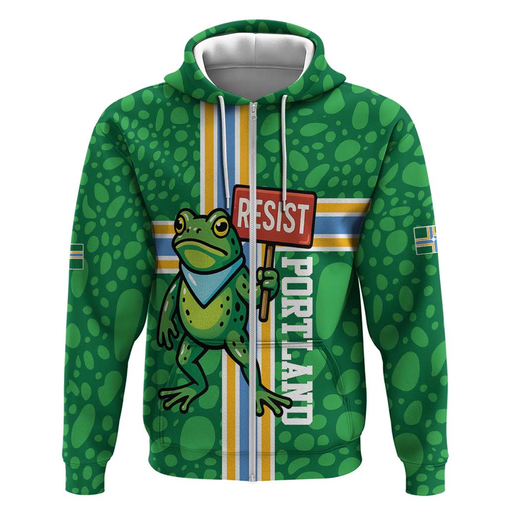 Personalized Resist Portland Frog Hoodie Frog Activist Protest City - Wonder Print Shop