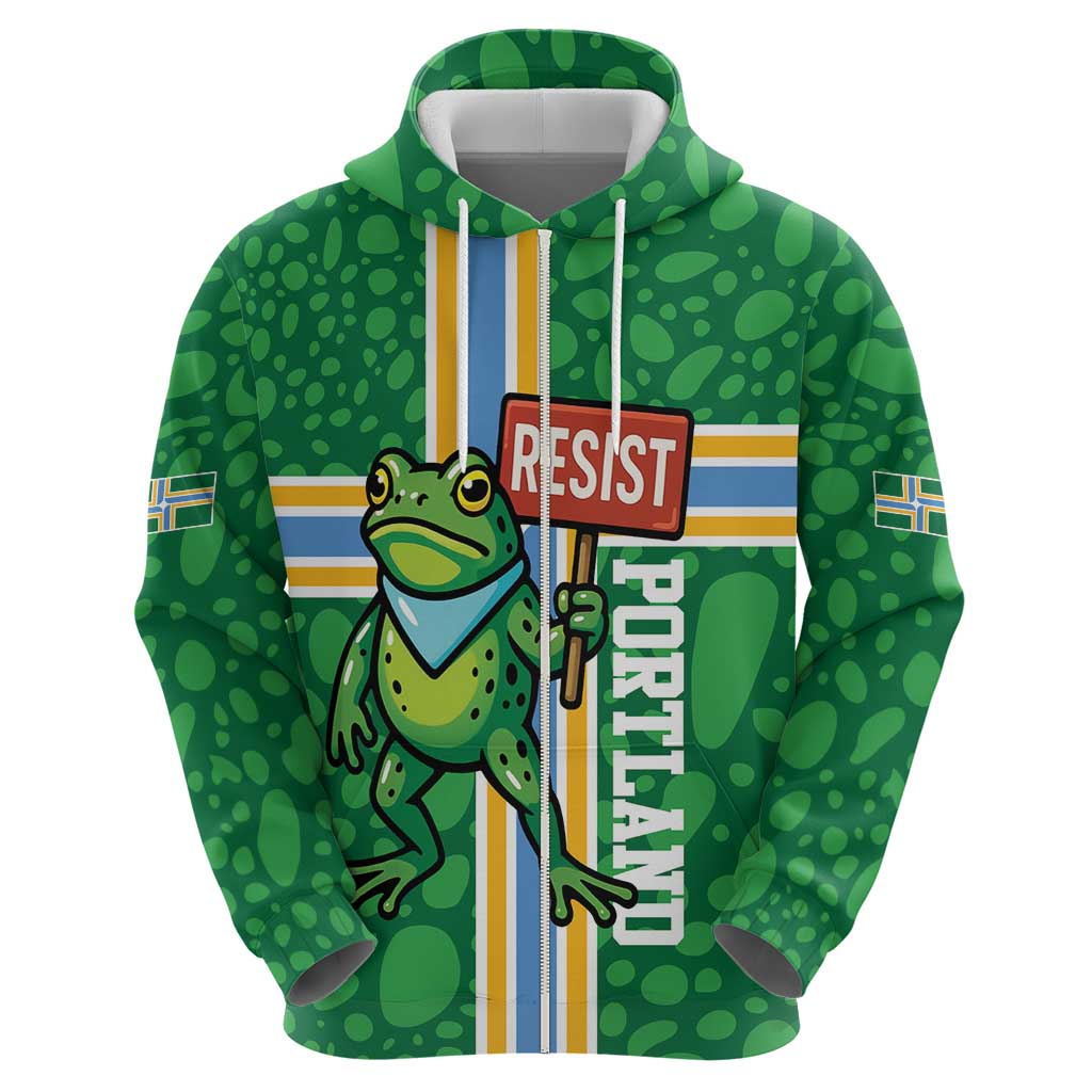 Personalized Resist Portland Frog Hoodie Frog Activist Protest City - Wonder Print Shop
