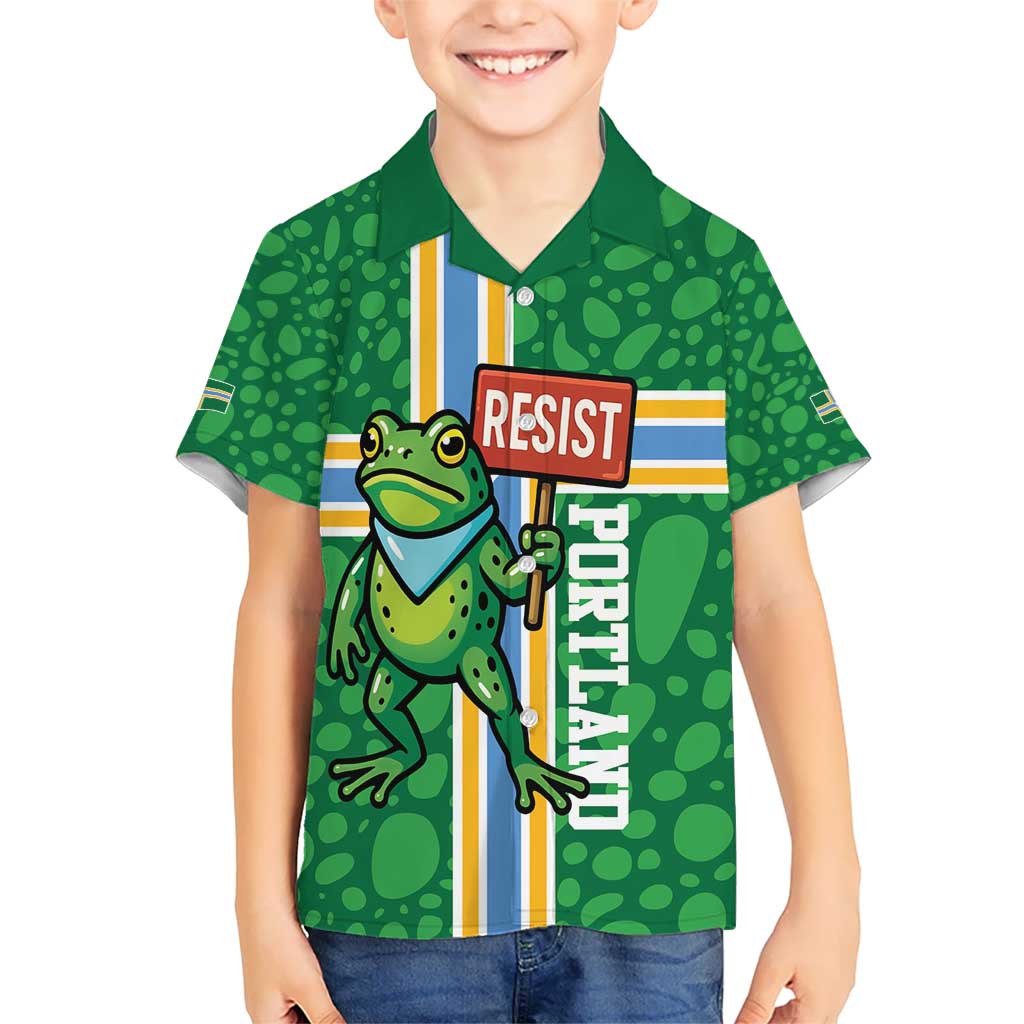Personalized Resist Portland Frog Kid Hawaiian Shirt Frog Activist Protest City - Wonder Print Shop